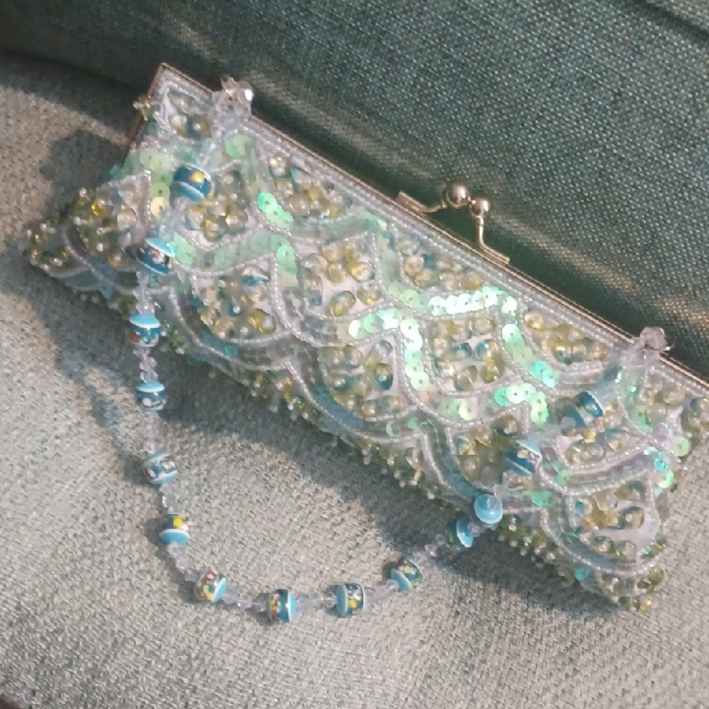 Seaside Sequin & Glass Rock Clutch